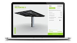 Laptop with a screenshot of a solar panel configurator.