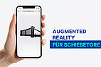 Hand probiert Augmented Reality bei Schiebetor.