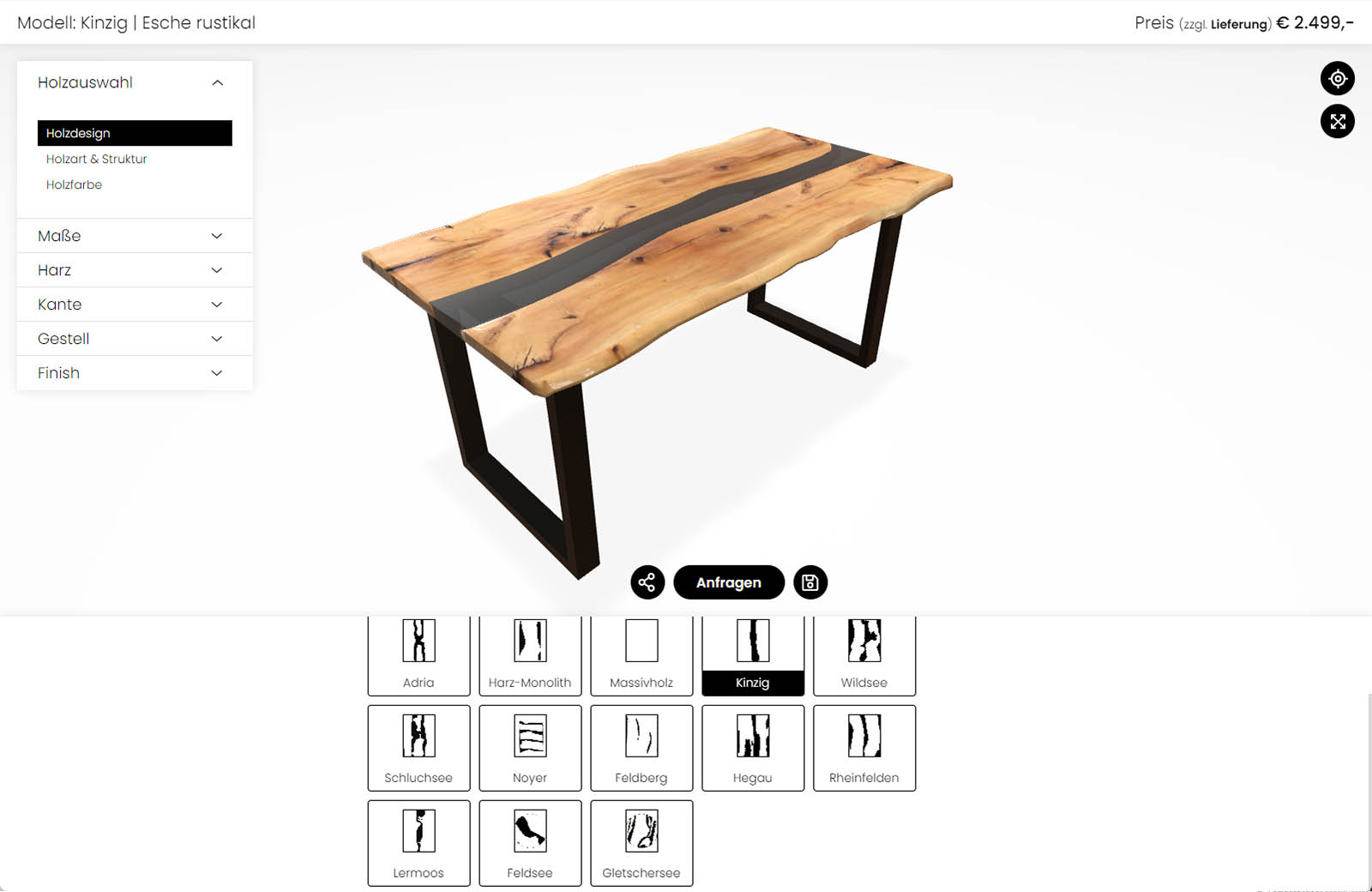 Table configurator from the company Schwarzhirsch